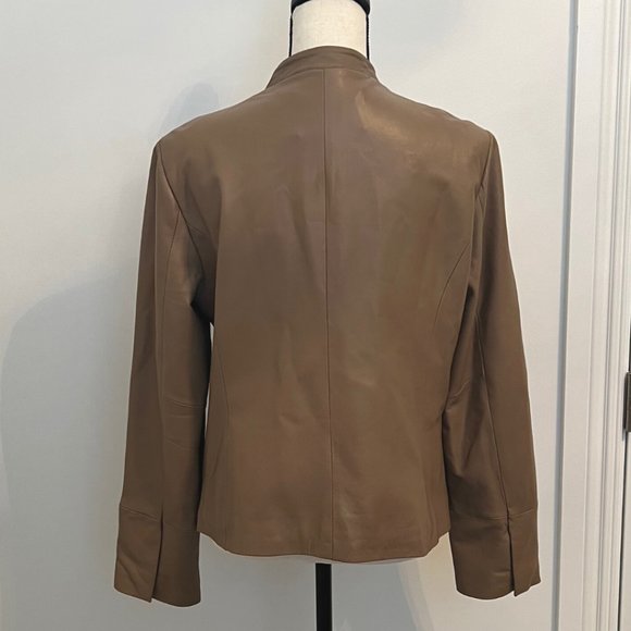 Live a Little Lamb Leather Moto Biker Jacket L Tan Camel - Picture 8 of 15